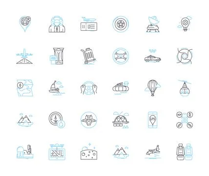 Package delivery linear icons set. Express, Courier, Delivery, Tracking 스톡 일러스트