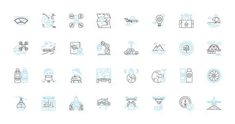 Package delivery linear icons set. Express, Courier, Delivery, Tracking Stock Illustration