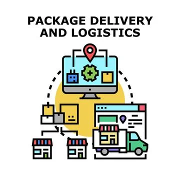 Package delivery process and global logistic distribution system イラスト素材