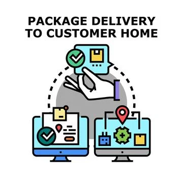 Package delivery process online order tracking concept Stock Illustration
