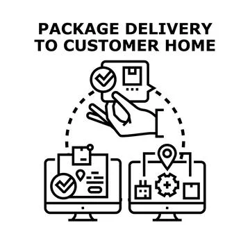Package delivery process online order tracking concept Stock Illustration
