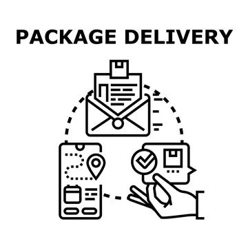 Package delivery process tracking shipment on smartphone イラスト素材