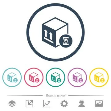 Package delivery in progress flat color icons in round outlines Illustration