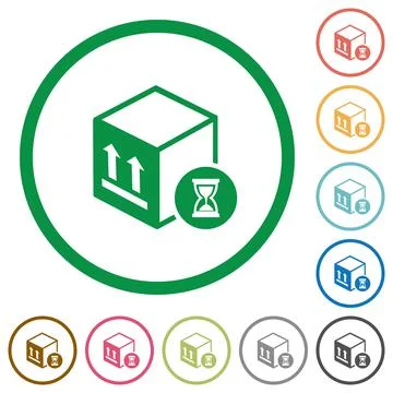 Package delivery in progress flat icons with outlines Ilustración de archivo