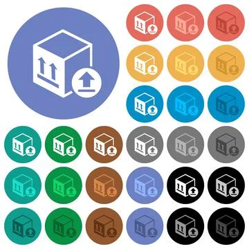 Package delivery round flat multi colored icons Illustration