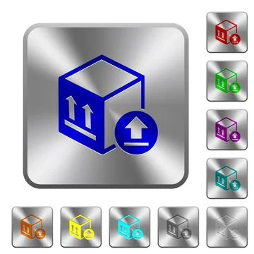 Package delivery rounded square steel buttons Stock Illustration