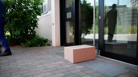 Package Delivery Service to Front Door Stock Footage 313757679