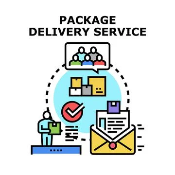 Package delivery service logistics and global shipping concept Stock Illustration