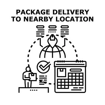 Package delivery service logistics with global tracking Stock Illustration
