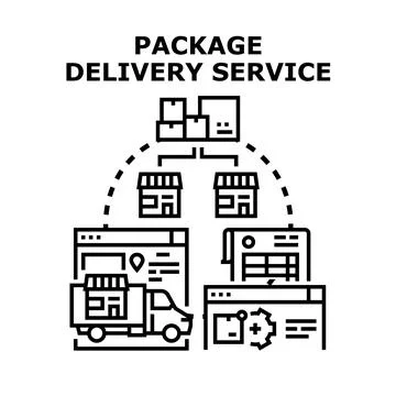 Package delivery service process with online ordering Stock-Illustration
