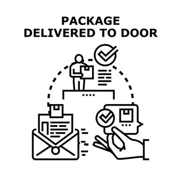 Package delivery service process with successful order shipment Stock Illustration