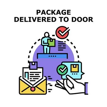 Package delivery service process with successful order shipment Stockillustratie