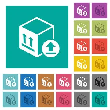 Package delivery square flat multi colored icons Stock Illustration