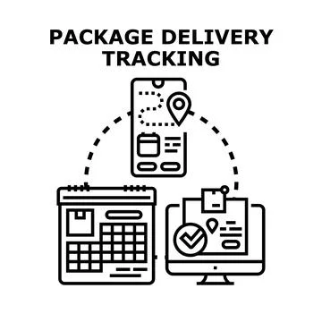 Package delivery tracking concept using digital technology Stock Illustration