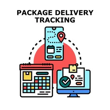 Package delivery tracking concept using digital technology Stock Illustration