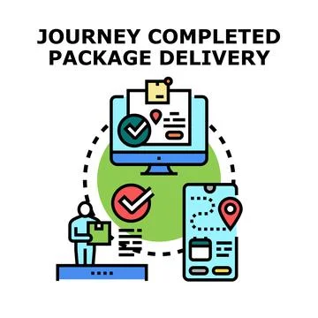 Package delivery tracking journey completed concept Stock Illustration