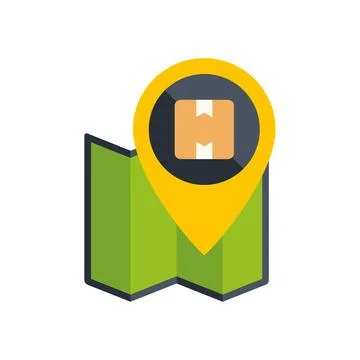 Package delivery tracking location pin on map Stock Illustration