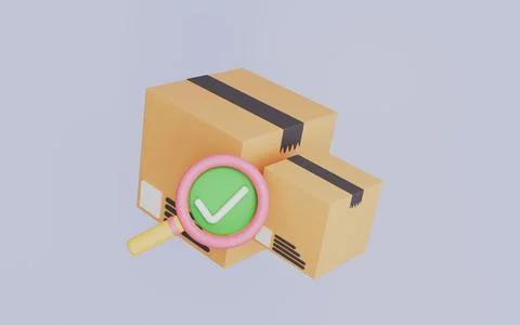 Package Delivery Tracking with Location Pin and Magnifying, Online Order イラスト素材