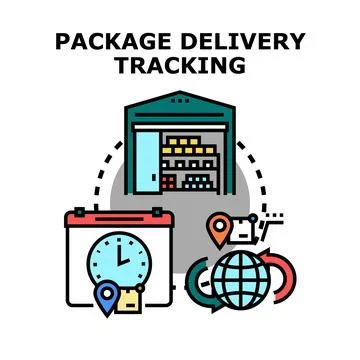 Package delivery tracking logistics system global network Stock Illustration