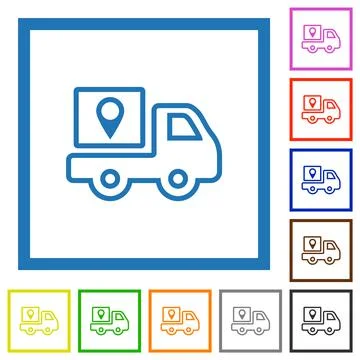 Package delivery tracking outline flat framed icons Illustrazione stock