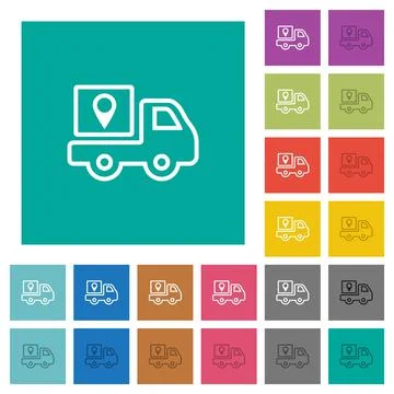 Package delivery tracking outline square flat multi colored icons 스톡 일러스트