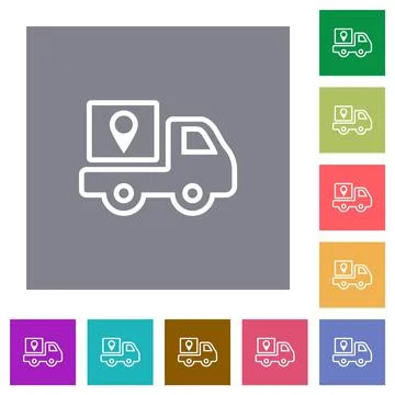 Package delivery tracking outline square flat icons Stock Illustration