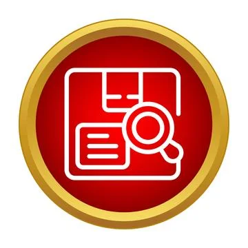 Package delivery tracking search icon on red background Stock Illustration