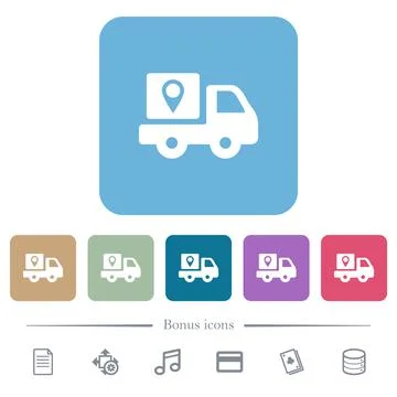 Package delivery tracking solid flat icons on color rounded square background イラスト素材