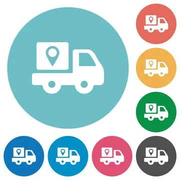Package delivery tracking solid flat round icons Stockillustratie
