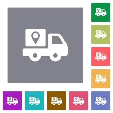 Package delivery tracking solid square flat icons Illustrazione stock