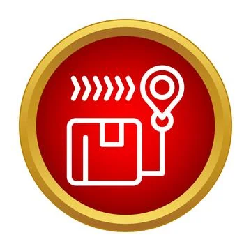 Package delivery tracking system icon on red background Stock Illustration