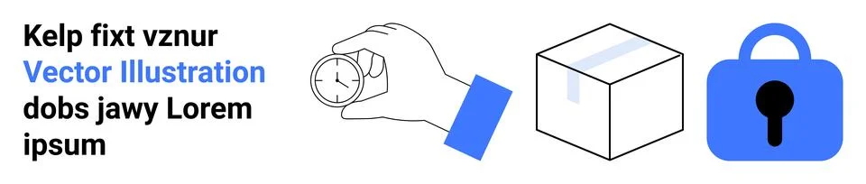 Package Delivery, Tracking Time, and Security with Secure Lock Concept Design Illustrazione stock