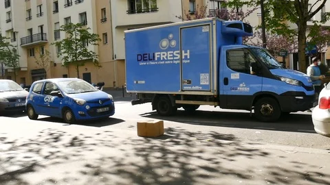 Package delivery under confinement  - covid 19 Stock Footage 127921729