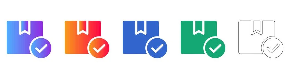 Package Delivery Verification Icons Stock Illustration