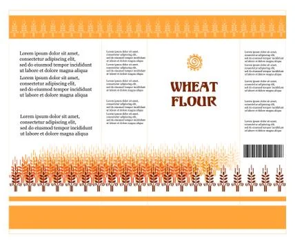 Package design. Wheat flour or Pasta, macaroni, spaghetti. Vector illustratio Stock Illustration