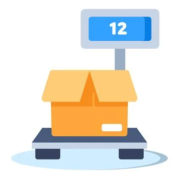 Package on a digital scale, displaying weight measurement for logistics,shipping Stock-Illustration