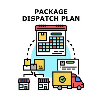 Package dispatch plan logistics and delivery planning Stock Illustration