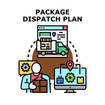 Package dispatch plan managing global logistics delivery Stock Illustration