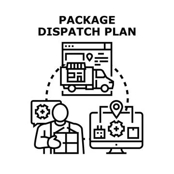 Package dispatch plan managing global logistics delivery Illustrazione stock