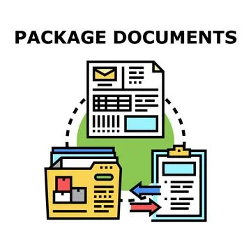 Package documents management and delivery process Stock Illustration