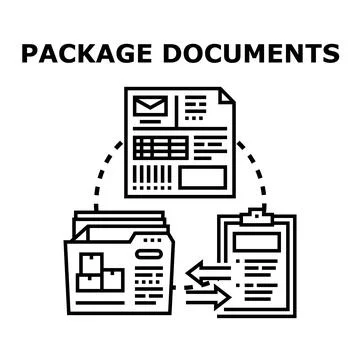 Package documents management and delivery process Stock Illustration