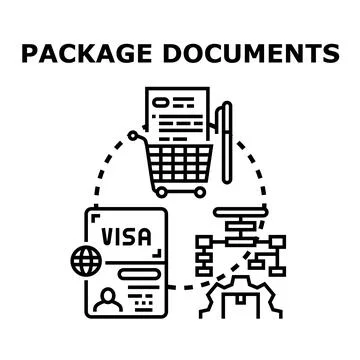 Package documents preparing for delivery and travel 库存插图
