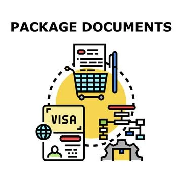 Package documents preparing for delivery and travel Stock Illustration