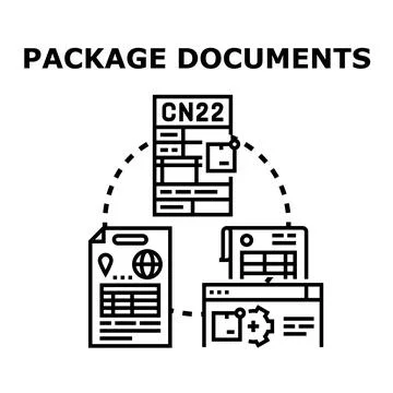 Package documents process for international shipping and delivery Stock Illustration