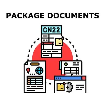 Package documents process for international shipping and delivery Stock Illustration