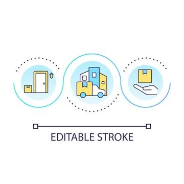 Package at doorstep loop concept icon Stock Illustration