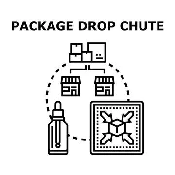 Package drop chute delivering goods to retail stores Stock Illustration
