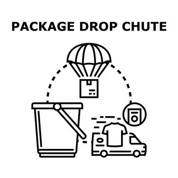 Package drop chute system delivery logistics services Stock Illustration
