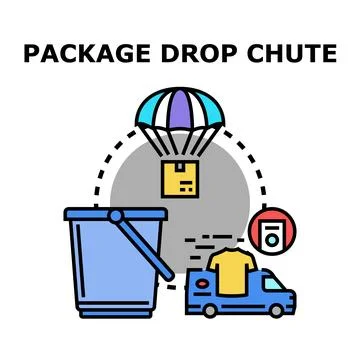 Package drop chute system delivery logistics services Stock Illustration