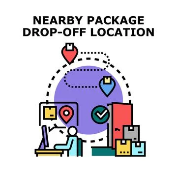 Package drop off location and delivery tracking concept Stock Illustration